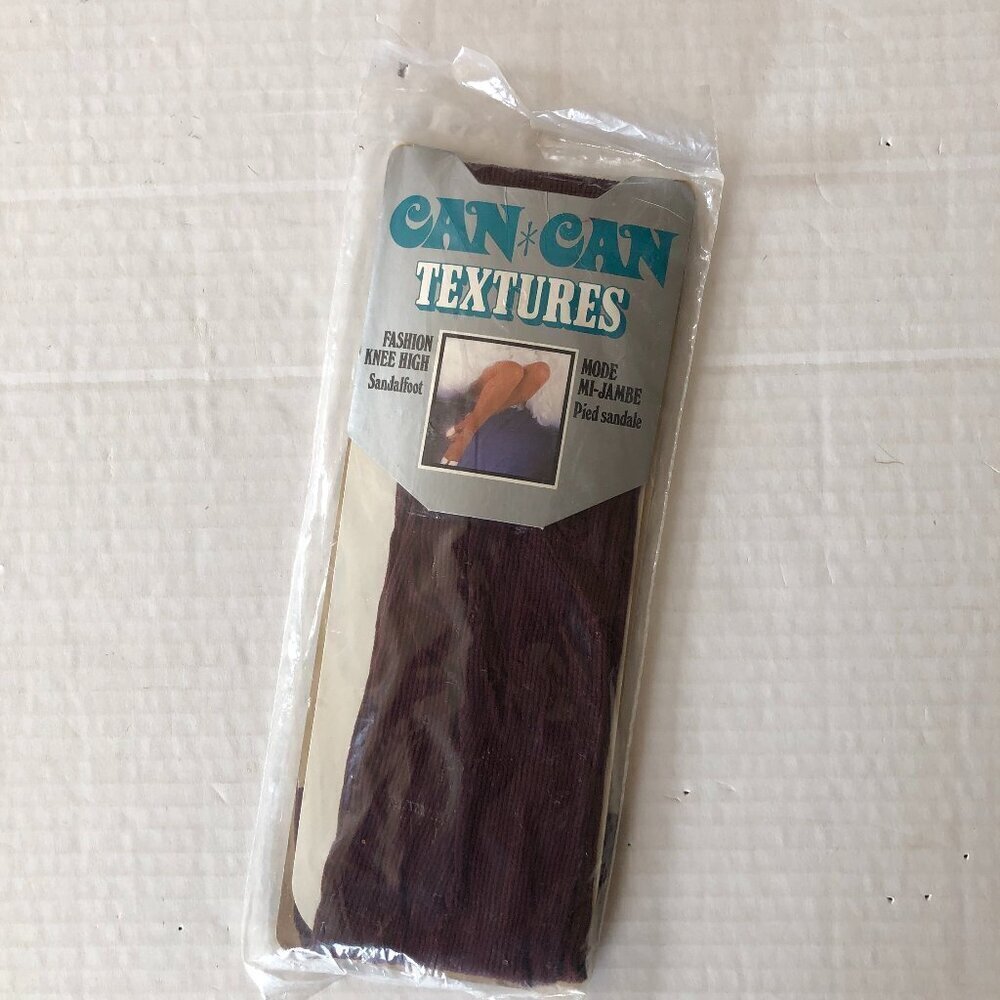 Vtg NOS Can Can Textures Sandal Knee Highs